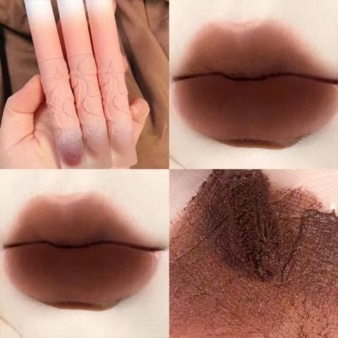 [Hàng mới về] Son bóng chất nhung lì không phai không dính cốc in nổi hình nơ