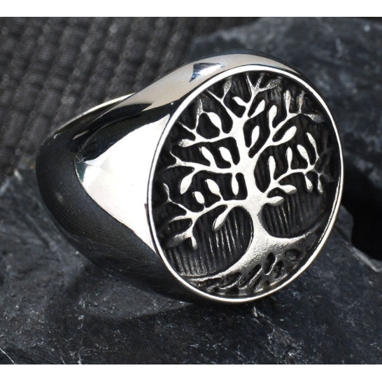 Gothic style tree of stainless steel ring for men