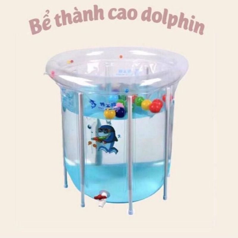 Bể bơi đứng , phao bơi thành cao Doctor Dolphin 80x80 (Tặng kèm phao, bơm,...)