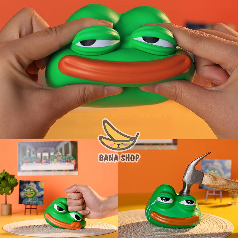 Cục bóp đồ chơi đàn hồi squishy xả stress ếch xanh pepe siêu bựa cho vozer vận động co giãn tay