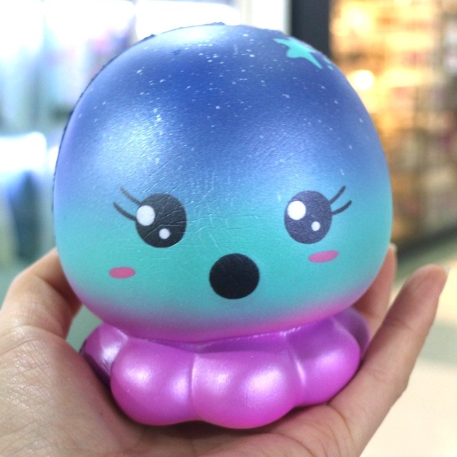 Squishy Lớn JUMBO Hình Bạch tuộc tròn xanh dương Đồ Chơi Xốp Giảm Stress Hình mềm mịn dễ Thương đàn hồi Cho Bé