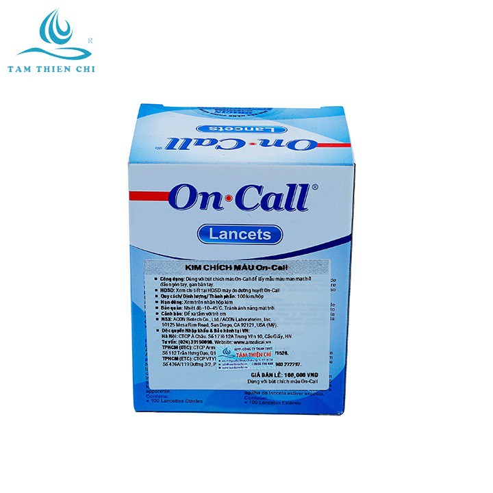 Kim chích lấy mẫu thử tiểu đường ACON On Call hộp 100 cây