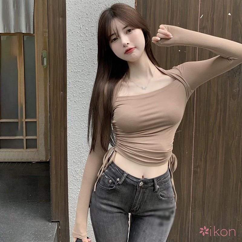 Áo Sơ Mi Tay Dài Dáng Ôm Quyến Rũ Trẻ Trung Phong Cách Hàn Quốc