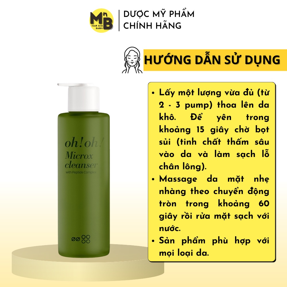 Sữa Rửa Mặt Detox Làm Sạch Sâu Cho Mọi Loại Da oh!oh! Microx Cleanser (with Peptide Complex) (150g)
