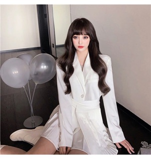 Set Áo Vest Croptop Kèm Váy Bó Eo Hàn Quốc