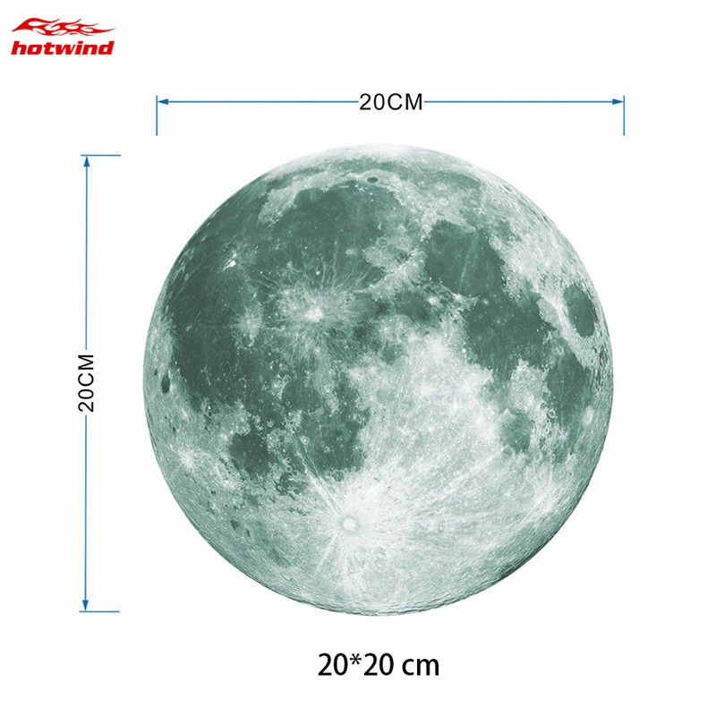Miếng dán tường hình mặt trăng 3D 12cm/20cm phát sáng trang trí nội thất