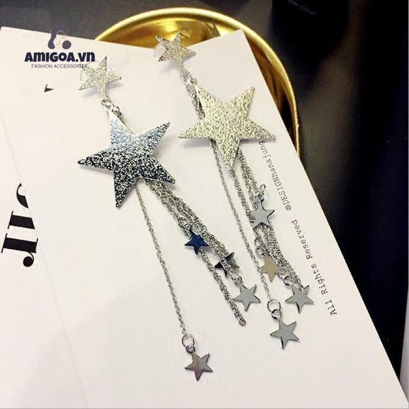 Bông Tai Tua Rua Dáng Dài Hình Ngôi Sao