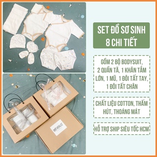 [HỎA TỐC HCM] Set Quà Tặng Đầy Tháng Set Đồ Sơ Sinh 8 Món Cao Cấp Cho Bé Trai Và Bé Gái
