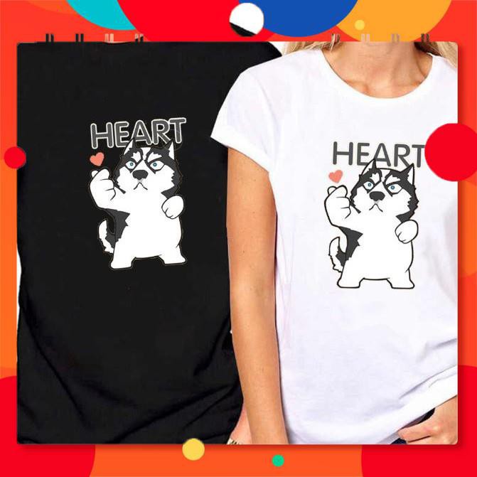 🔥HOT🔥 ❤️ Đẹp Mịn 🍁 áo thun nam nữ tay ngắn không cổ 100% cotton HUSKY HEART CUTE , đủ size freeship giá rẻ tốt