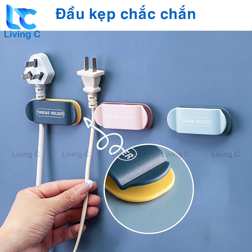 Nẹp dây điện chống rối Living C , móc dán tường treo dây điện phích cắm điện thoại dán tường _MCD