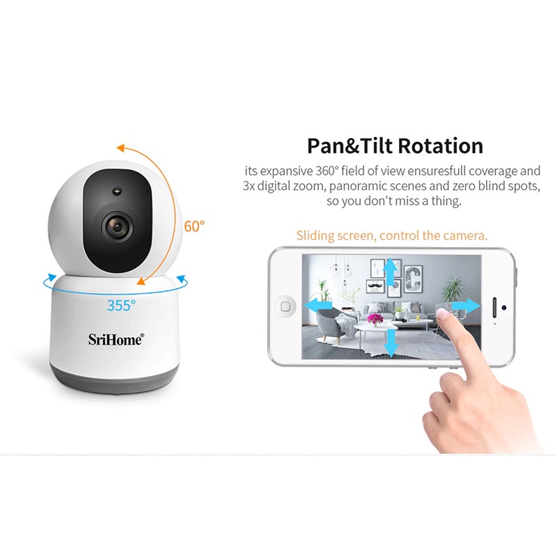 [Mã BMINC50 giảm 10% đơn 150K] Camera giám sát HOSAN srihome SH038 wifi không dây quay video 2K, quay hồng ngoại