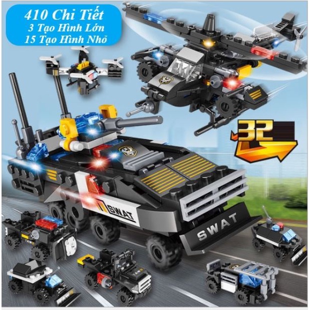 410 CHI TIẾT] ĐỒ CHƠI XẾP HÌNH OTO SWAT, Cảnh Sát, ROBOT