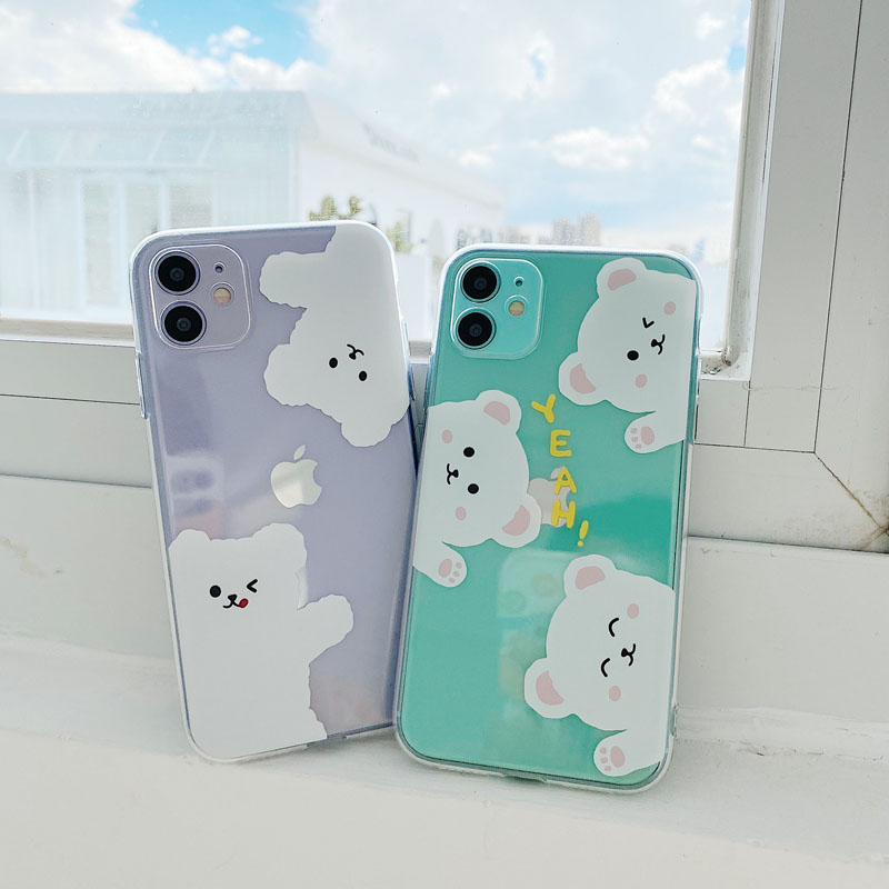 For iPhone 7 8 Plus Cartoon Two or three Cute Bears Clear Phone Case for iphone 11 Pro Max X XR XS Creativity Soft Back Cover | BigBuy360 - bigbuy360.vn