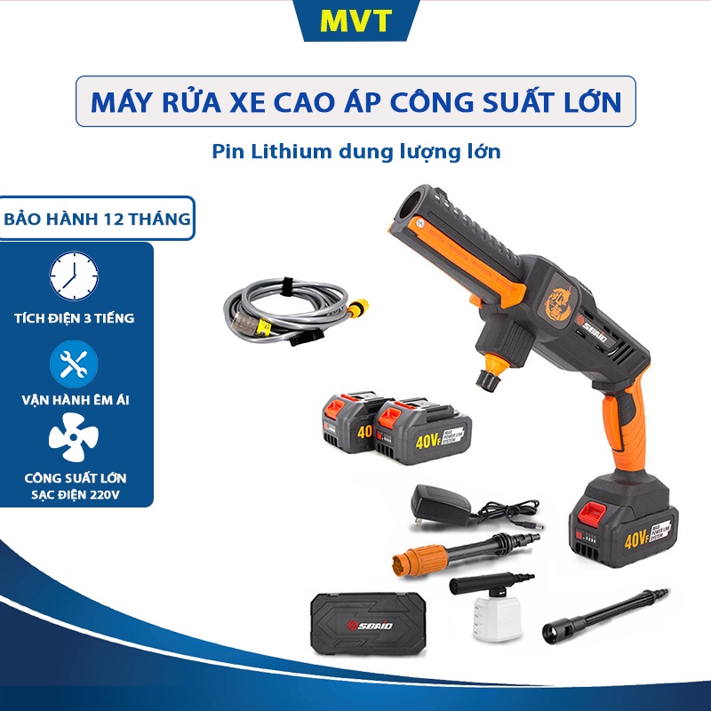 Máy Rửa Xe Tích Điện 40vf Không Dây Cầm Tay Tiện Lợi,Rửa xe,Tưới cây