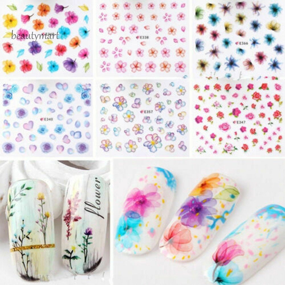 [Hàng mới về] Bộ 10 miếng sticker dán móng hình bông hoa 3D trang trí nghệ thuật