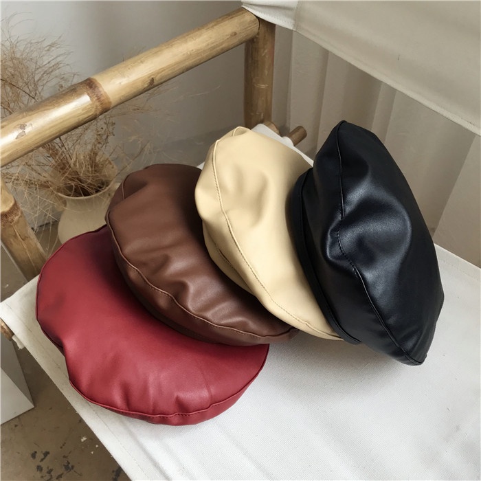 Mũ beret Da PU Phong Cách Hàn Quốc Cá Tính Cho Nữ