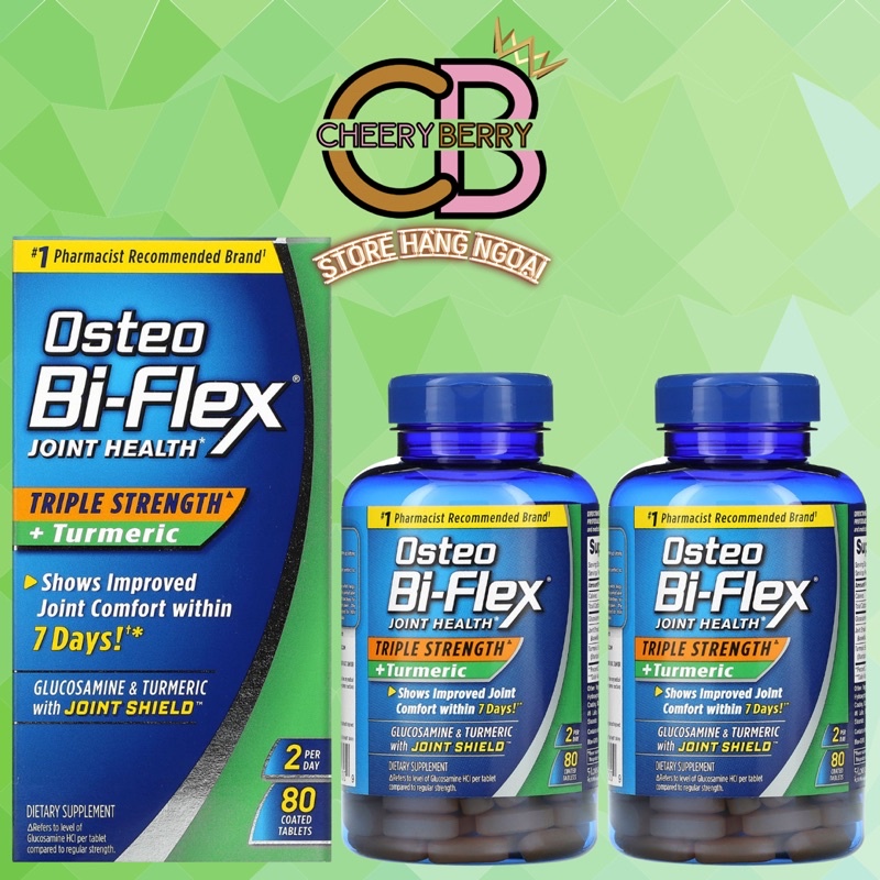 Osteo Bi-Flex Joint Health, Triple Strength + Turmeric Sức khỏe khớp, Sức mạnh gấp ba + Nghệ, 80 Viên nén- USA 🇺🇸