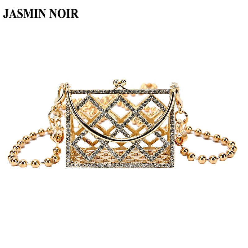 Túi tote mini JASMIN NOIR đính đá giả kim cương chất lượng cao thiết kế thời trang cho nữ 2021