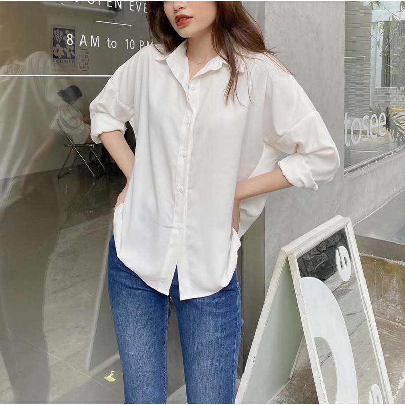Áo sơ mi oversize tay dài nữ Comin Shirt Reverclothings