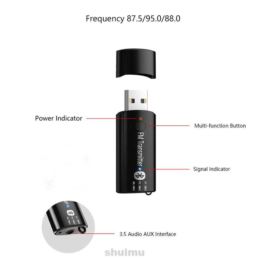 Đầu thu tín hiệu FM USB bluetooth không dây mini tích hợp micro âm thanh nhỏ gọn tiện lợi