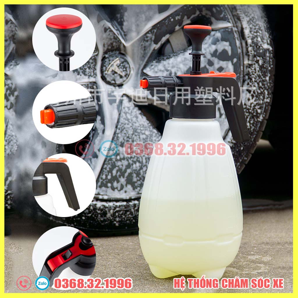 Bình Xịt Bọt Tuyết Cầm Tay - Bình Tạo Bọt Cho Xe Máy, Xe Ô Tô 1.8L 2.5L - Áp Suất Cao, 3 Chế Độ Điều Chỉnh Tia Phun