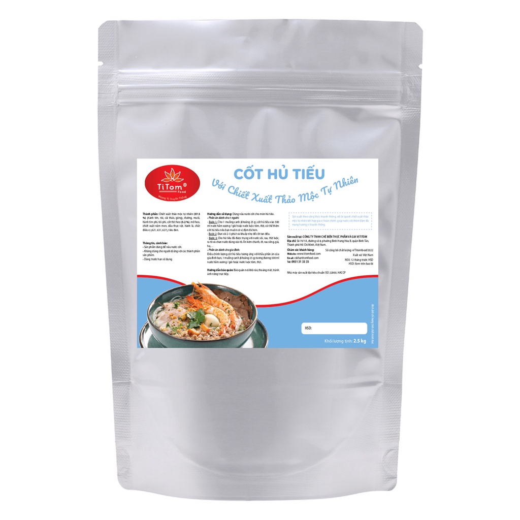 Gia vị nấu hủ tiếu nêm sẵn Titom túi 2.5kg dùng nấu nước lèo hủ tiếu