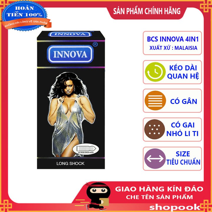 Bao cao su innova đen siêu gai kéo dài thời gian quan hệ hộp 12 cái