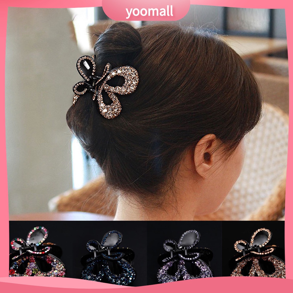 Yomall♡ Kẹp Tóc Càng Cua Đính Đá Hình Bướm Bằng Nhựa Cho Nữ