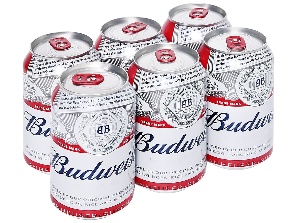 Thùng 24 Bia Budweiser lon 330ml / Lốc 6 lon Bia Budweiser lon 330ml