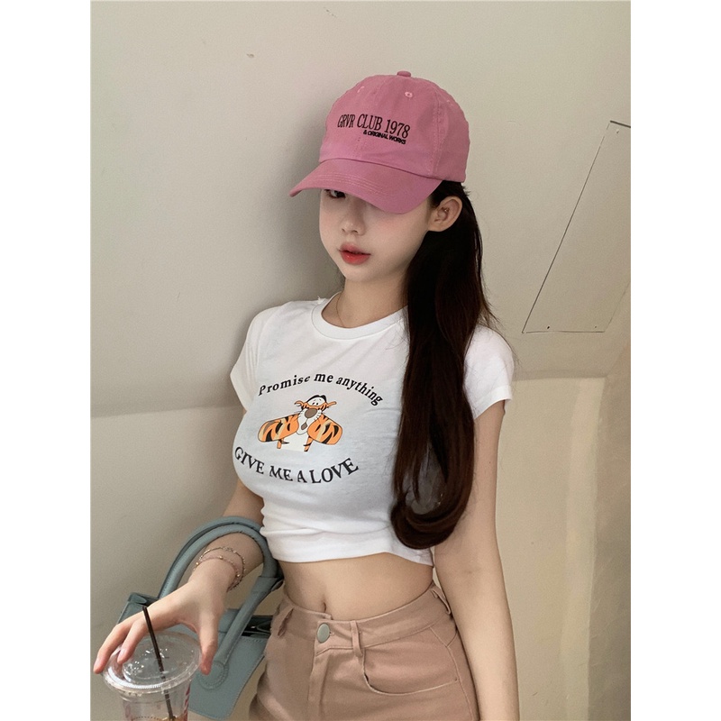 Áo Thun Tay Ngắn Cổ Tròn In Họa Tiết Hoạt Hình Phong Cách Hàn Quốc Thời Trang Cho Nữ