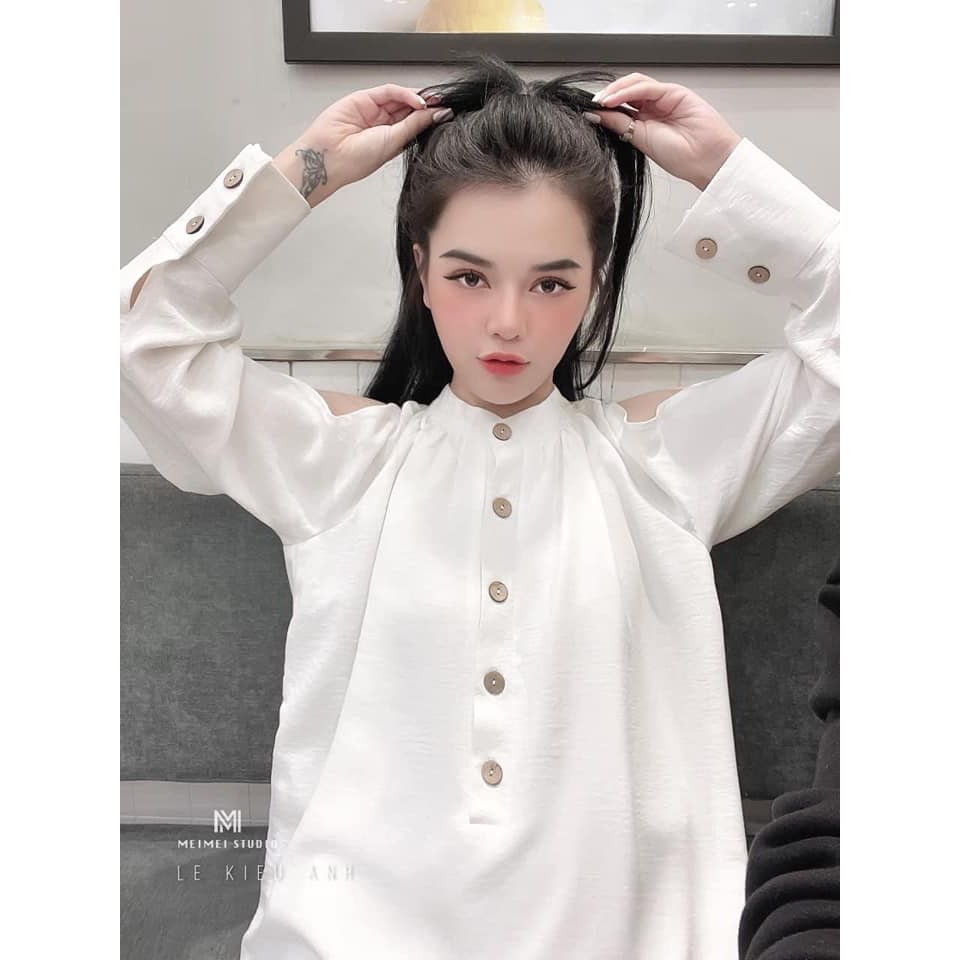 [Mã WASKT410K giảm 10K đơn 50K] Váy Sơ Mi Hở Vai Đũi Lụa Nhăn Cao Cấp | BigBuy360 - bigbuy360.vn