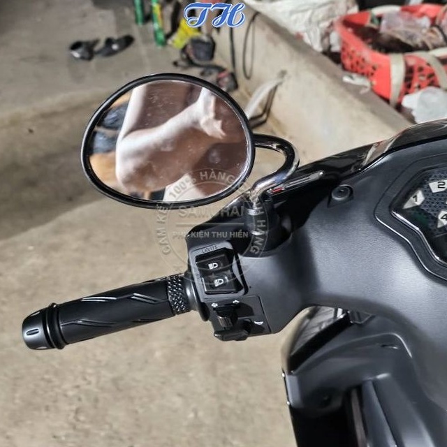 Kính xe máy thời trang mini, gương chiếu hậu mẫu chân kính cong chân inox chân đen mẫu honda ( đọc hướng dẫn )