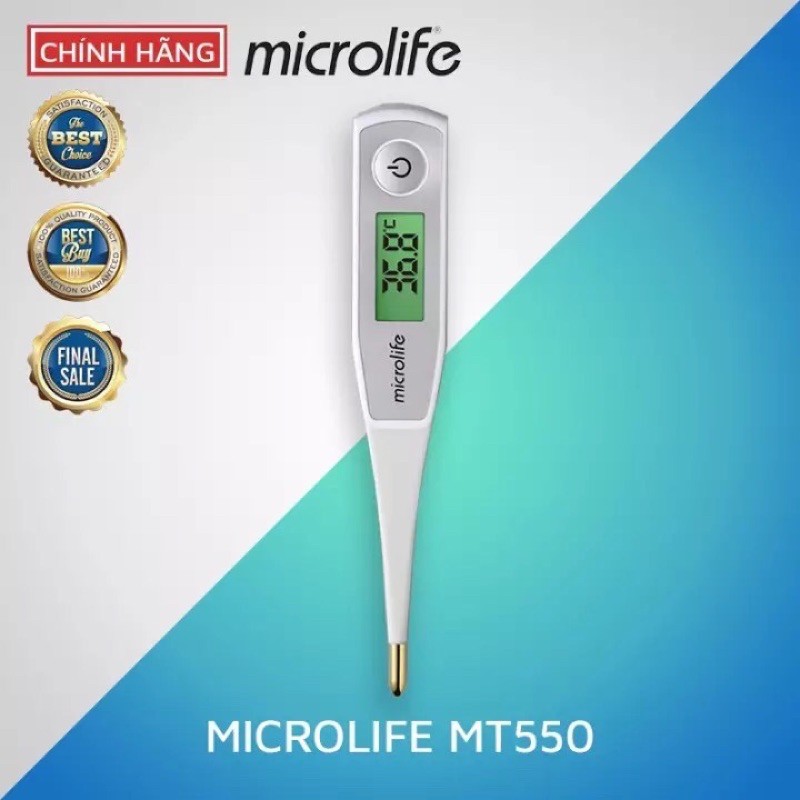 Nhiệt kế điện tử Microlife MT550 dạng bút, đầu dò mạ vàng (CHÍNH HÃNG) (BẢO HÀNH TRỌN ĐỜI) - báo sốt 10 giây