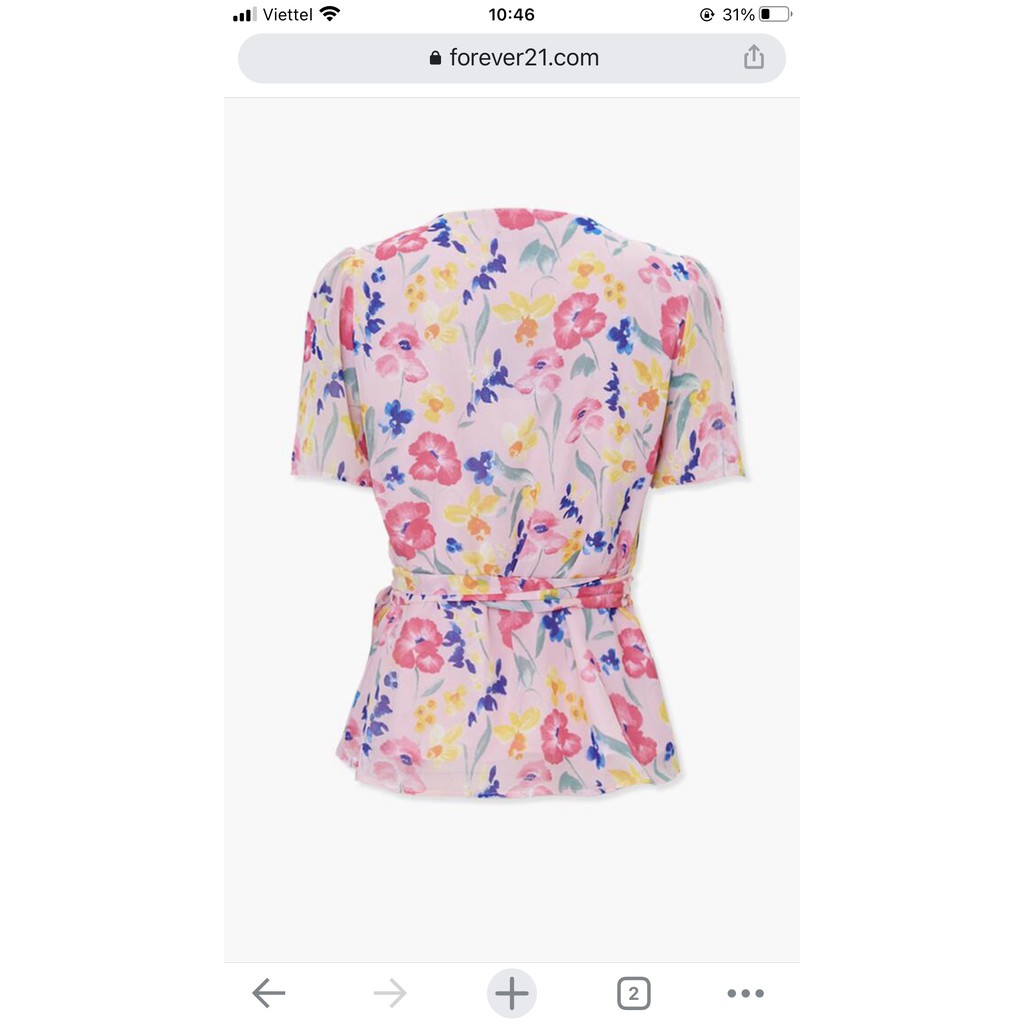 Áo voal hoa F21 cổ wrap Kami