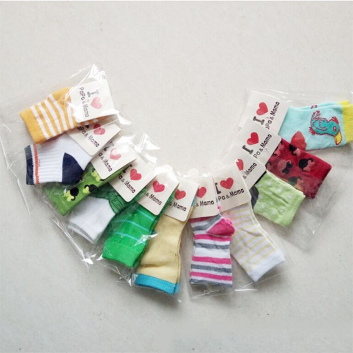 Tất cao cổ cho bé sơ sinh từ 0 đến 3 tuổi Papa&amp;Mama hoạt hình dễ thương vải cotton chất lượng cao thoáng khí êm chân