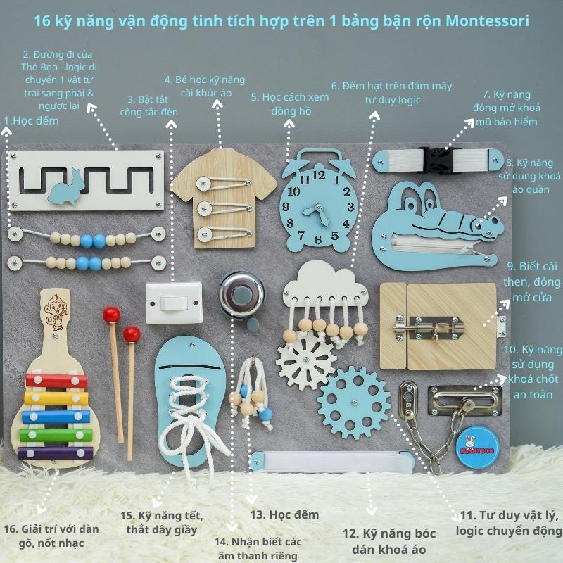 Busy Board Bảng Bận Rộn Đồ Chơi giáo Dục Thông Minh BUNNYBOO giúp Bé giải Trí Phát Triền Kĩ Năng Tư Duy Cho Bé