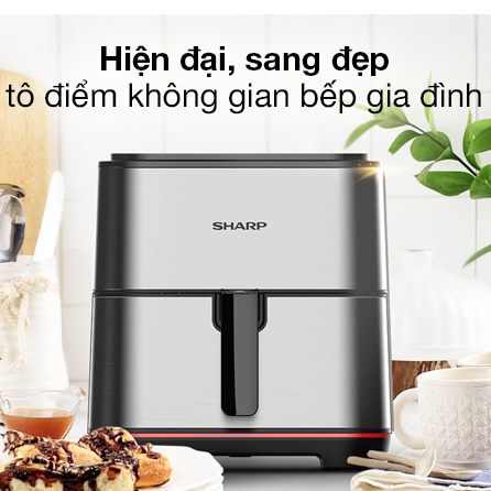 [Chính Hãng] Nồi chiên không dầu cao cấp 5.5 lít Sharp KF-AF70EV-ST, lỗi 1 đổi 1, bảo hành 12 tháng toàn quốc