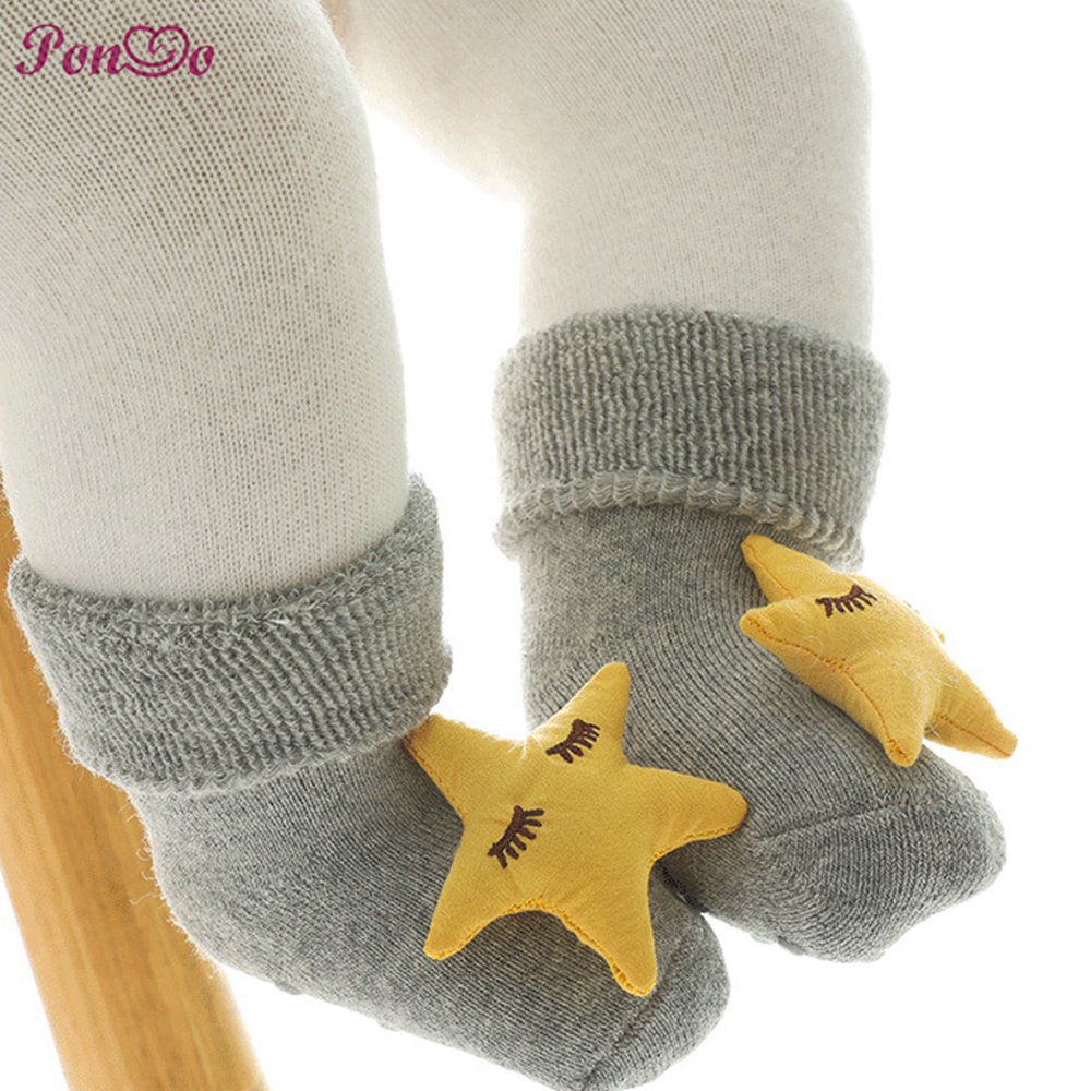Vớ cotton chống trượt in hoạt hình 3D giữ ấm cho em bé