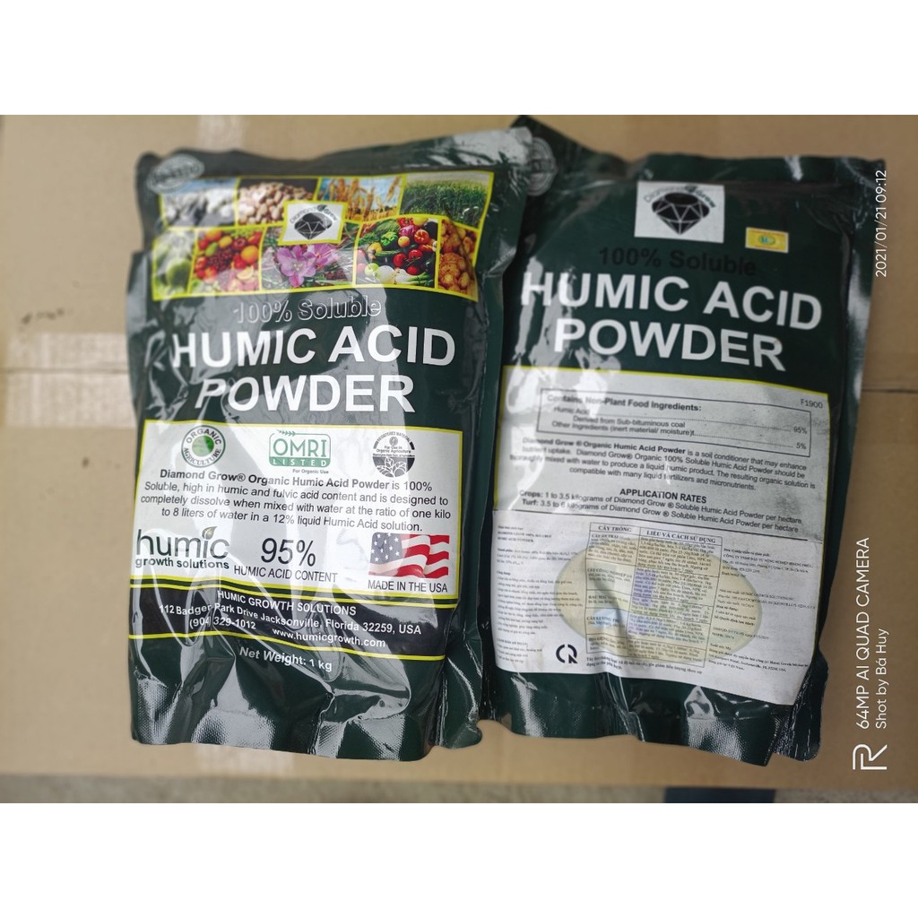 Phân bón kích rễ Humic Acid Powder NK trực tiếp từ Mỹ 1kg