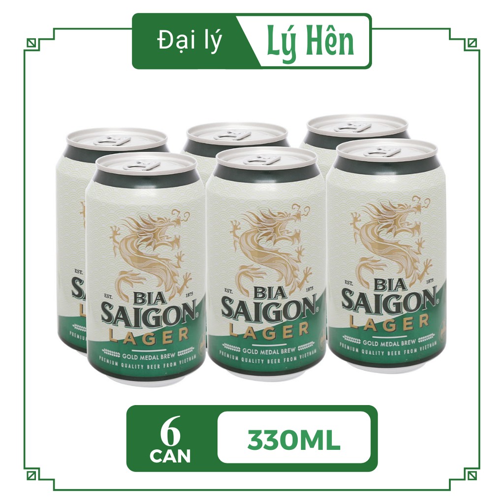 Lốc 6 Lon Bia Saigon Larger - Sài Gòn Trắng 330ml/Lon Date Luôn Mới