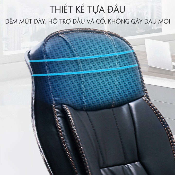 Ghế văn phòng xoay da VX15 ghế làm việc ngả sâu, da PU mềm mại, không đơ cứng, bong tróc - Nội Thất Vạn Xuân