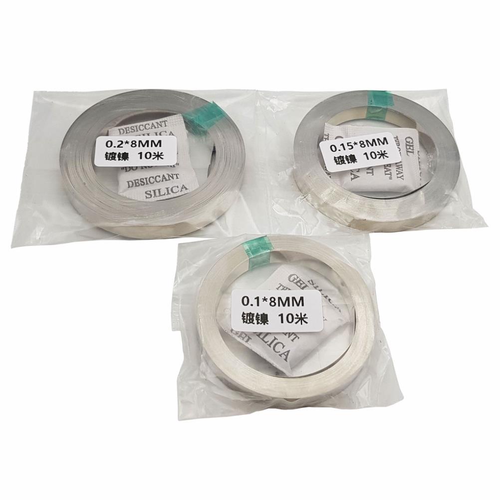 Cuộn 10 mét kẽm hàn cell pin 0.1 x 8mm / 0.15 x 8mm / 0.2 x 8mm