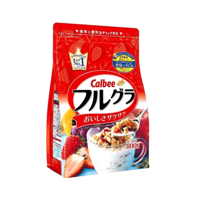 NGŨ CỐC TRÁI CÂY CALBEE 800G BỔ SUNG CHẤT XƠ, SẮT, VITAMIN