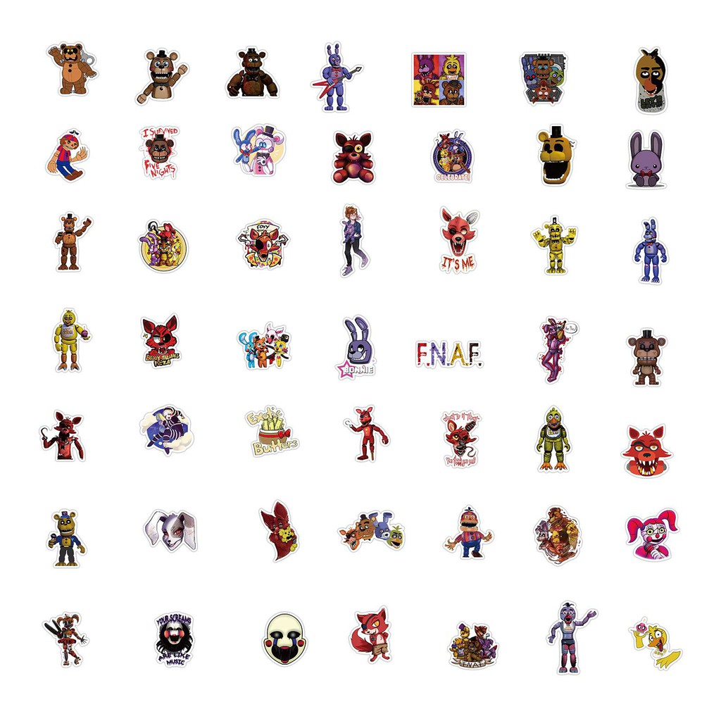 Bộ 100 Miếng Dán Sticker Five Nights At Freddy 's Trang Trí Đa Năng