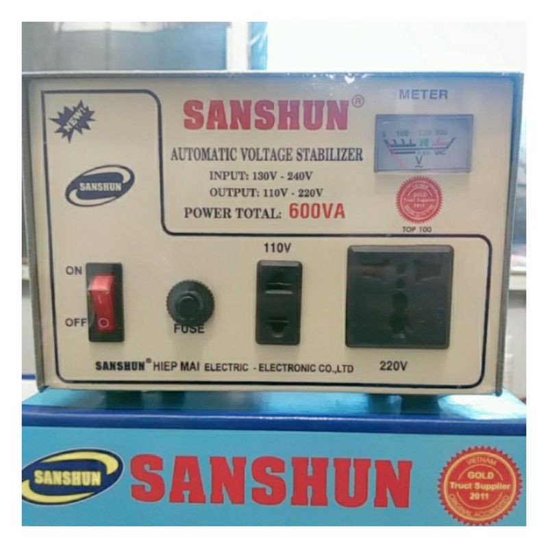 Ổn áp SANSHUN 600VA dãi 130V-240V