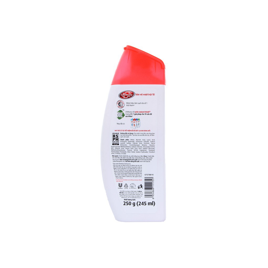 Sữa tắm kháng khuẩn Lifebuoy Bảo vệ vượt trội Đỏ/Xanh 250g