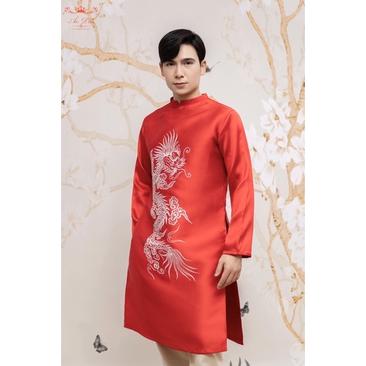 Áo Dài Nam Thêu Rồng ba màu xanh đỏ vàng áo dài thiết kế dành cho nam thêu rồng nam tính