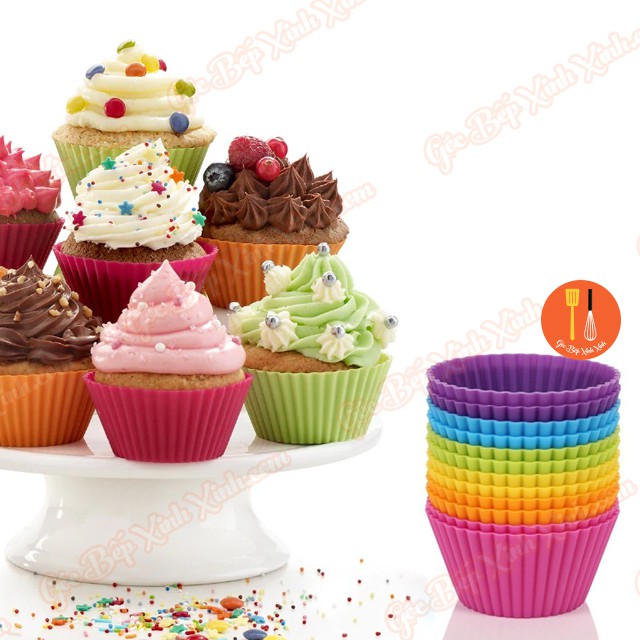 Combo 10 khuôn silicon cupcake muffin thạch mousse socola tròn 7cm