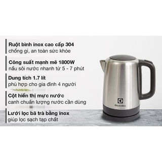 [Cam kết mới 100% chính hãng] Bình đun siêu tốc Electrolux EEK1505S 1.7 lít