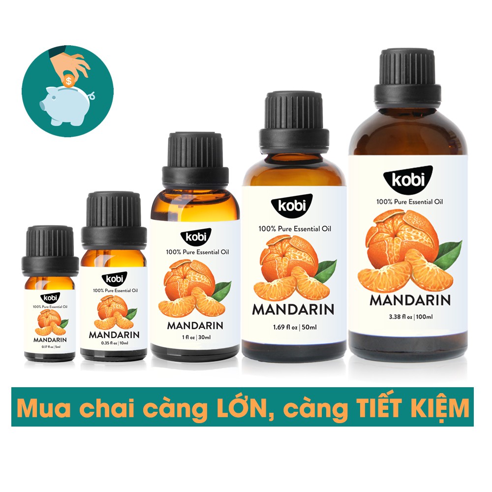 Tinh dầu Vỏ Quýt Kobi Mandarin essential oil giúp cân bằng cảm xúc, giảm stress, chống trầm cảm - 5ml